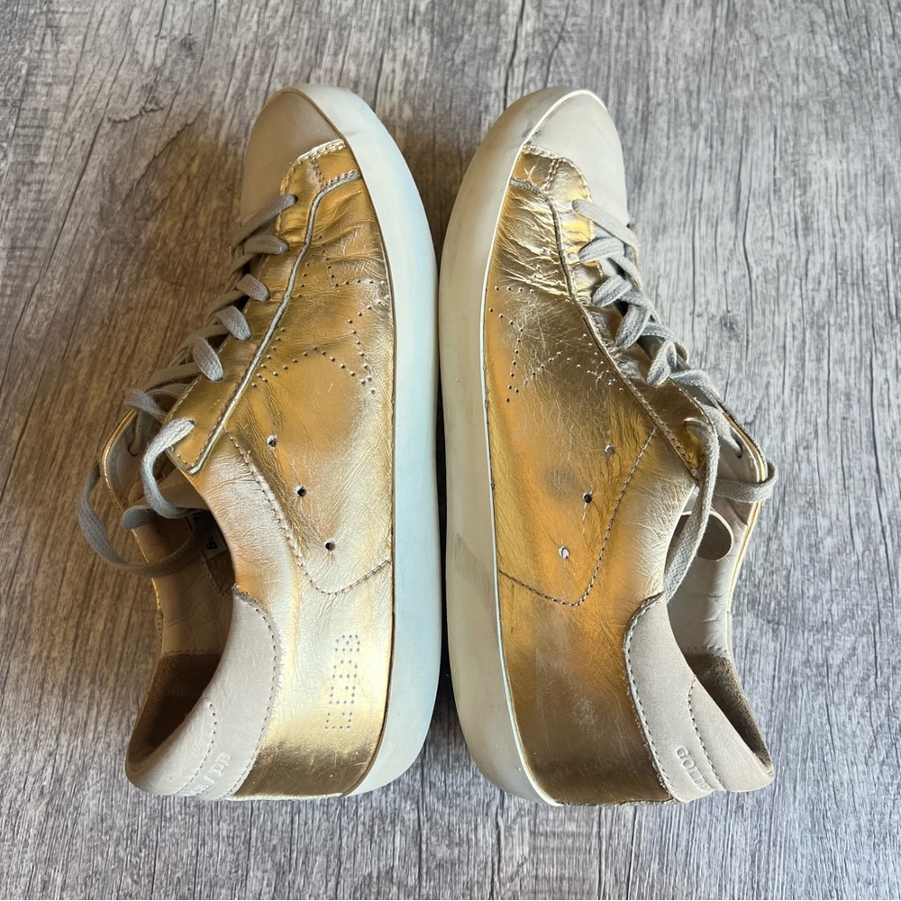 Golden Goose Superstar Gold Leather Star Sneakers Distressed Low Top Size (X) - Picture 5 of 16